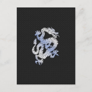 Chrome Style Dragon on Black Snake Skin Print Postcard
