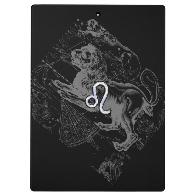 Chrome Style Leo Zodiac Map Hevelius 1690 Clipboard (Back)