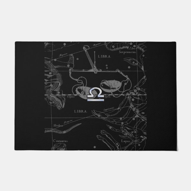 Chrome Style Libra Zodiac Sign on Hevelius Doormat (Front)