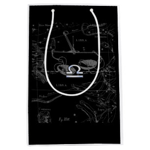Chrome Style Libra Zodiac Sign on Hevelius Medium Gift Bag
