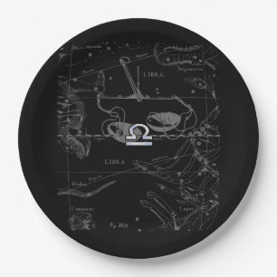 Chrome Style Libra Zodiac Sign on Hevelius Paper Plate