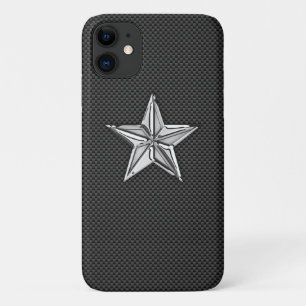 Chrome Style Nautical Star on Carbon Fibre Case-Mate iPhone Case