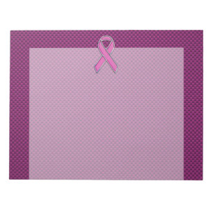 Chrome Style Pink Ribbon Awareness Carbon Fibre Notepad
