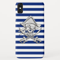 Chrome Style Pirate on Nautical Stripes