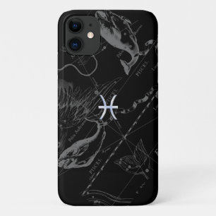 Chrome Style Pisces Zodiac Sign on Hevelius iPhone 11 Case