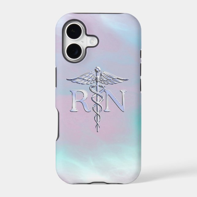 Chrome Style RN Caduceus Medical Mother Pearl Look (Back)