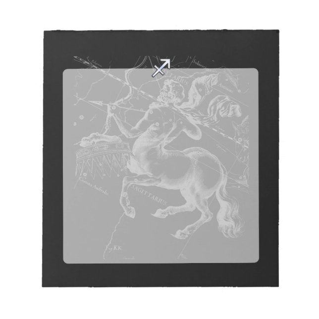 Chrome Style Sagittarius Zodiac Sign on Hevelius Notepad (Front)