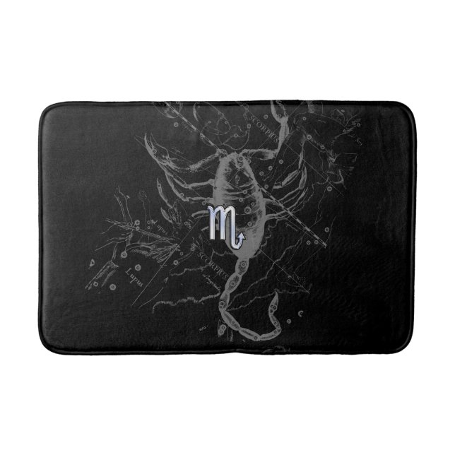 Chrome Style Scorpio Zodiac Sign on Hevelius Bath Mat (Front)