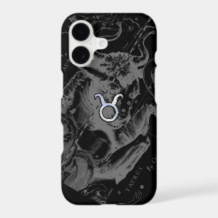 Chrome Style Taurus Zodiac Sign on Hevelius Black