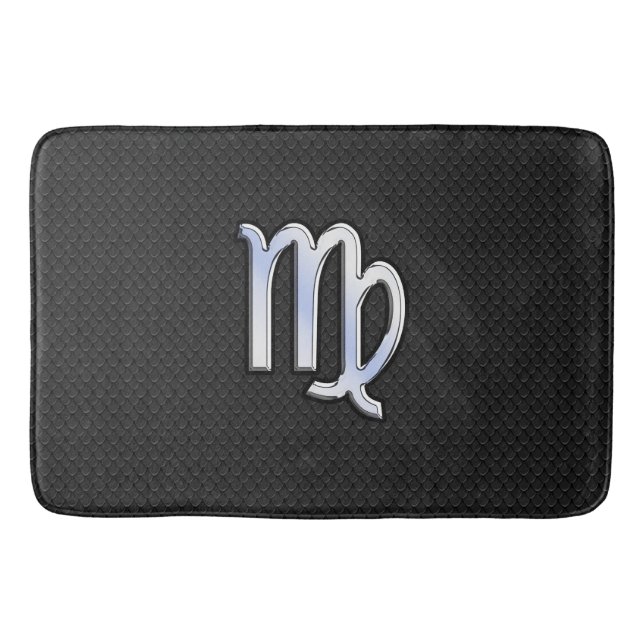Chrome Style Virgo Zodiac Sign on snake skin Bath Mat (Front)