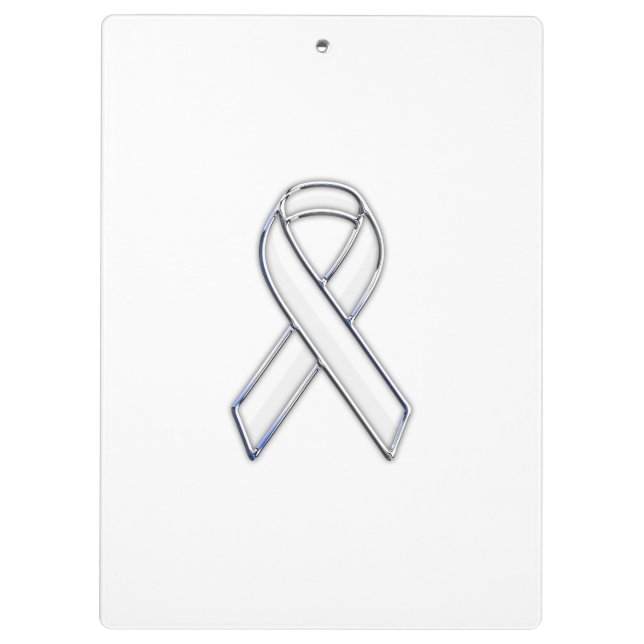 Chrome Style White Ribbon Awareness Clipboard (Back)