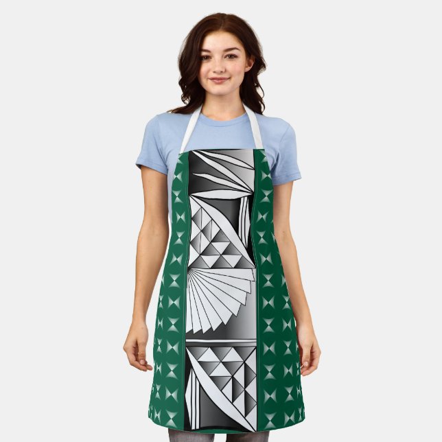 Chrome Sunrise on Hunter Green Apron (Worn)