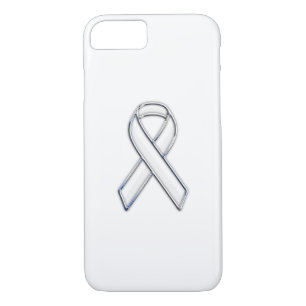 Chrome Trim Style White Ribbon Awareness iPhone 8/7 Case