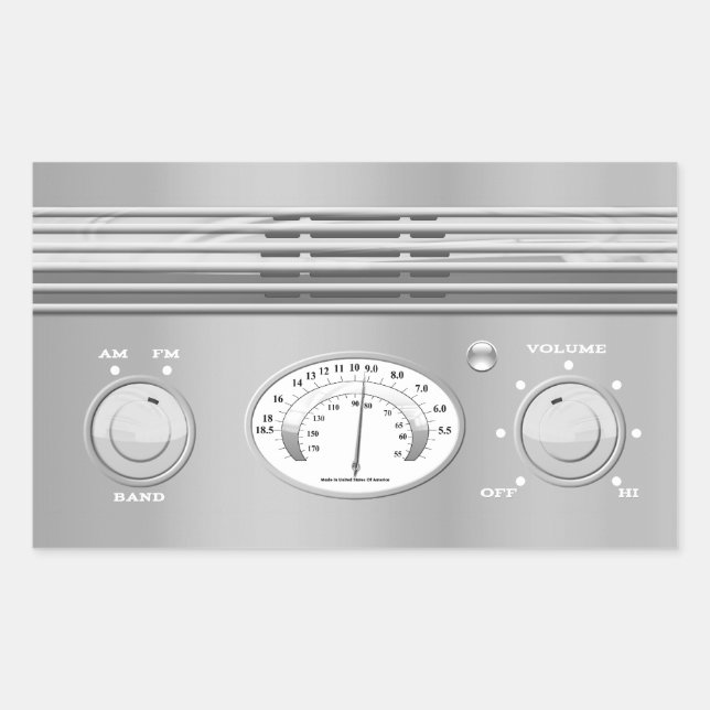 Chrome Vintage Radio Rectangular Sticker (Front)