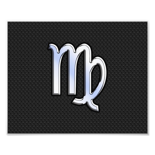 Chrome Virgo Zodiac Sign on snake skin style (Front)