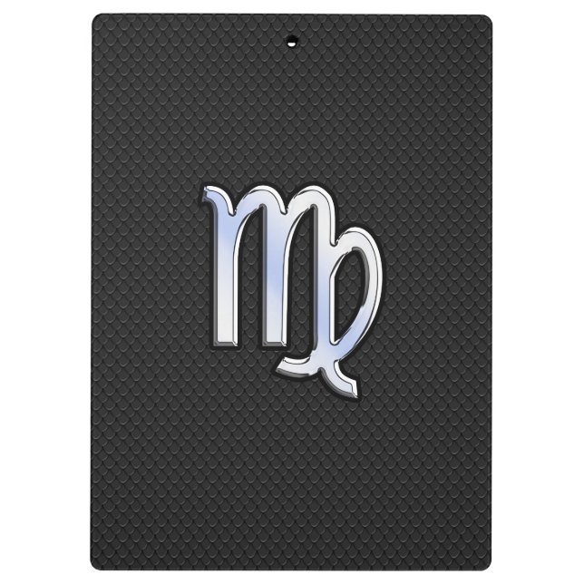 Chrome Virgo Zodiac Sign on snake skin style Clipboard (Back)