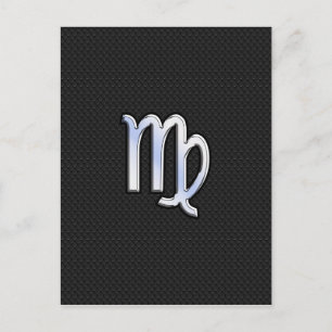 Chrome Virgo Zodiac Sign on snake skin style Postcard