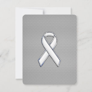 Chrome White Ribbon Awareness Carbon Fibre Print