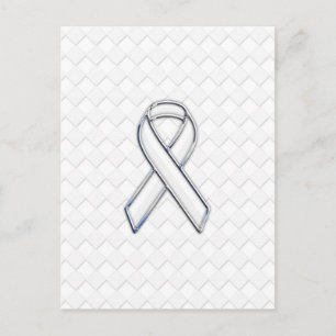 Chrome White Ribbon Awareness on Checkers Postcard