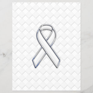 Chrome White Ribbon Awareness on Checkers Print Flyer