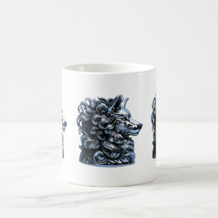 Chrome Wolf Bust Sculpture Coffee Mug