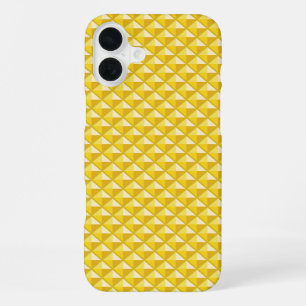Chrome yellow, enamel look, studded grid iPhone 16 plus case