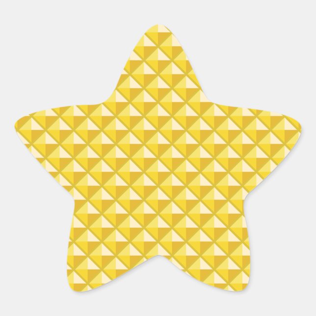 Chrome yellow, enamel look, studded grid star sticker (Front)
