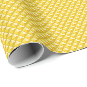 Chrome yellow, enamel look, studded grid wrapping paper