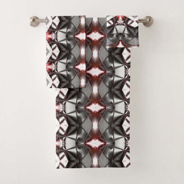 Chromed black to 'ruby' rapport, virtual shapes bath towel set (Insitu)