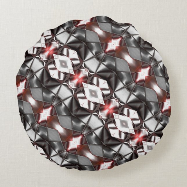 Chromed black to 'ruby' rapport, virtual shapes round cushion (Back)
