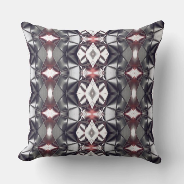 Chromed dark grey to ruby rapport, virtual shapes cushion (Front)