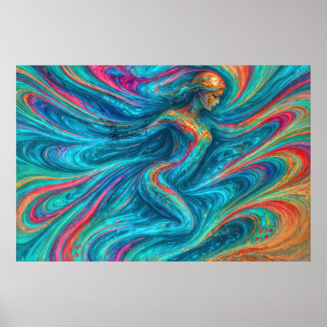 “Chromisca” - Fluid Enchantress Portrait Poster (Front)