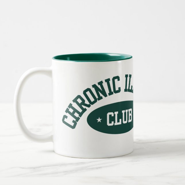 Chronic Illness Club Mug, Cute Gift for Spoonies Two-Tone Coffee Mug (Left)