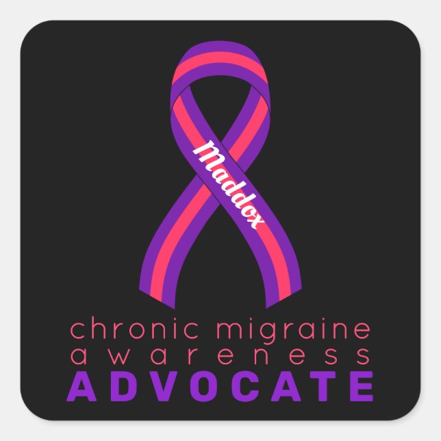 Chronic Migraine Advocate Black Square Sticker (Front)