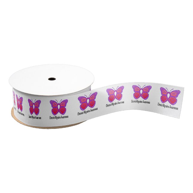 Chronic Migraine Awareness Butterfly 1.5" Grosgrain Ribbon (Spool)