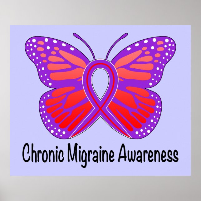 Chronic Migraine Awareness Butterfly Poster (Front)