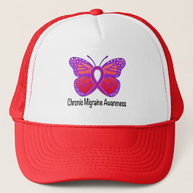 Chronic Migraine Awareness Butterfly Trucker Hat (Front)