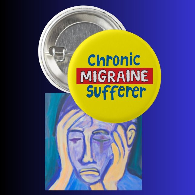 Chronic Migraine sufferer pin badge awareness (Migraine awareness)
