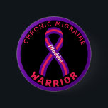 Chronic Migraine Warrior Ribbon Black Button<br><div class="desc">Chronic Migraine Warrior Ribbon Black Button for awareness and support for people with chronic migraine.</div>