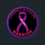 Chronic Migraine Warrior Ribbon Black Button<br><div class="desc">Chronic Migraine Warrior Ribbon Black Button for awareness and support for people with chronic migraine.</div>