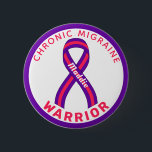 Chronic Migraine Warrior Ribbon White Button<br><div class="desc">Chronic Migraine Warrior Ribbon White Button for awareness and support for people with chronic migraine.</div>