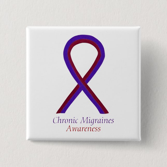 Chronic Migraines Awareness Ribbon Button Pins (Front)