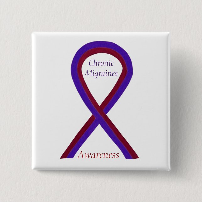 Chronic Migraines Awareness Ribbon Custom Buttons (Front)