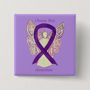 Chronic Pain Awareness Angel Ribbon Art Pin