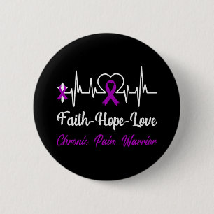 Chronic Pain Awareness Heartbeat Christian Cross P 6 Cm Round Badge