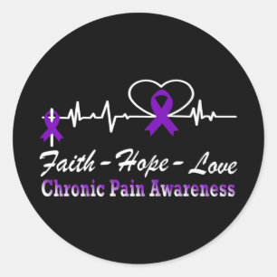 Chronic Pain Awareness Heartbeat Christian Cross S Classic Round Sticker