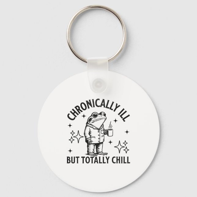 Chronically Ill Funny Frog Chronic Pain &amp; Illn Key Ring (Front)