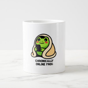 chronically online Frog Funny Meme Large Coffee Mug