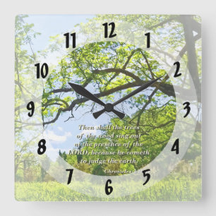Chronicles 1 16:33 Then Shall the Trees Square Wall Clock