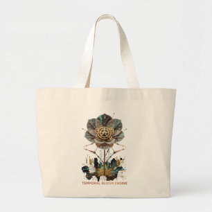 Chrono-Flora: The Mechanical Soul of Nature Large Tote Bag